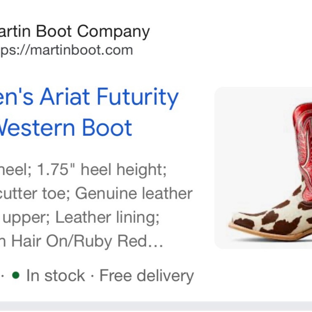 Ariat Brown and White Cowhide Leather Heeled Boots with Turquoise Lining - Picture 4 of 14